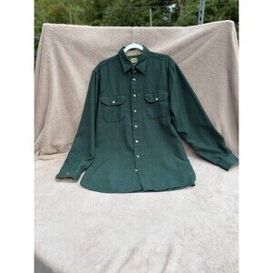 Vintage Cabelas Mens L Tall Green Glen Plaid Button Up Shirt Made In USA Corduro